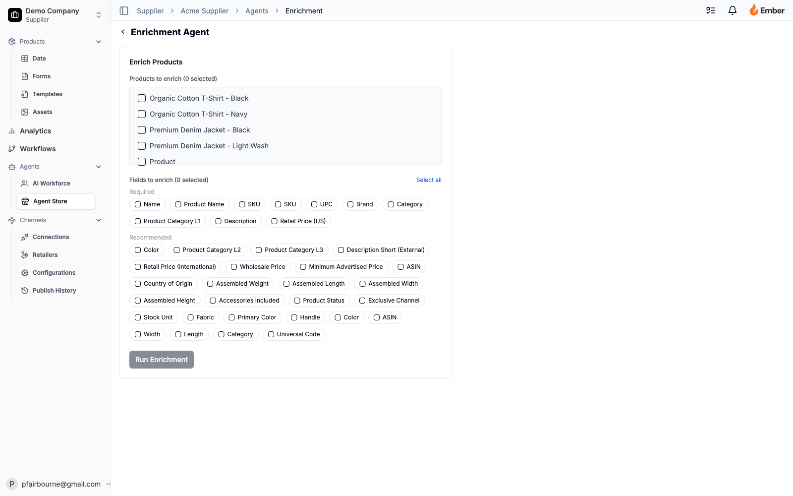 Ember Enrichment agent — confidence-scored field review
