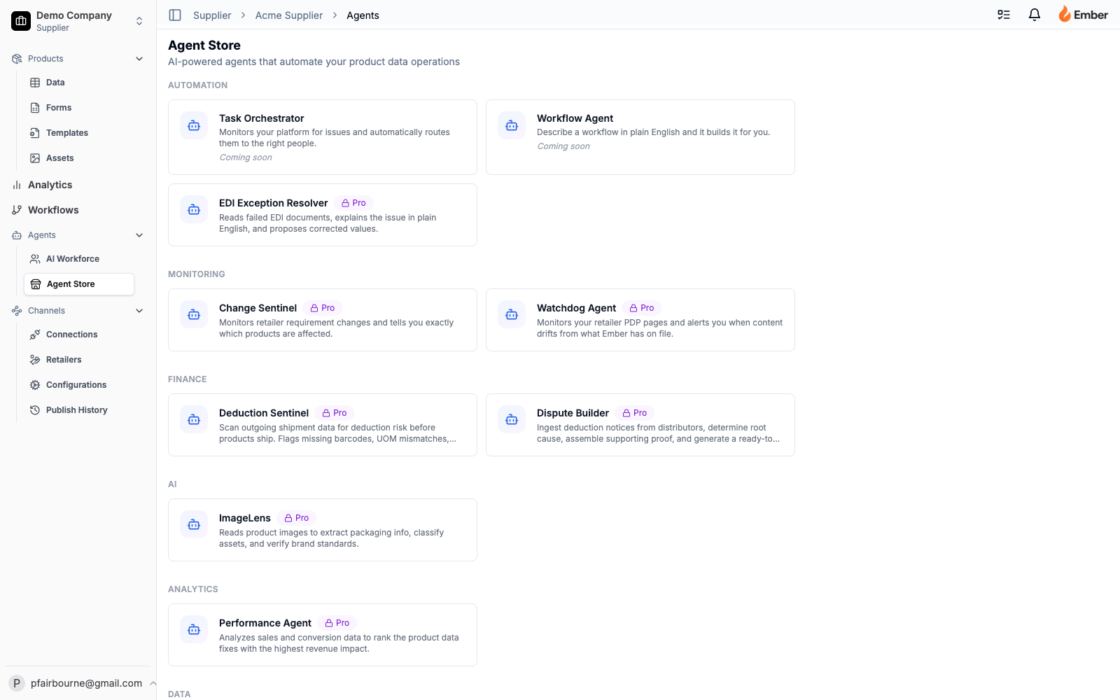 Ember Agent Store — locked paid agents on the roadmap